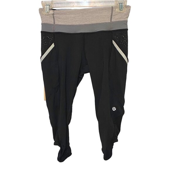 Lululemon Pants - Lululemon Run A Marathon Cropped Leggings Black Reflective Pockets Womens Size 4
